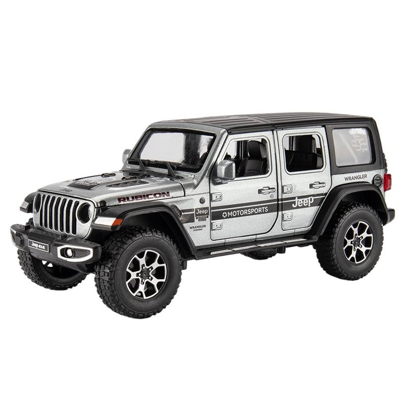

1/22 Jeep Wrangler Metal Off-road Pickup Truck Alloy Model Car Collection Die Cast Toy Car Simulation Sound and Light Kids Gifts срібний