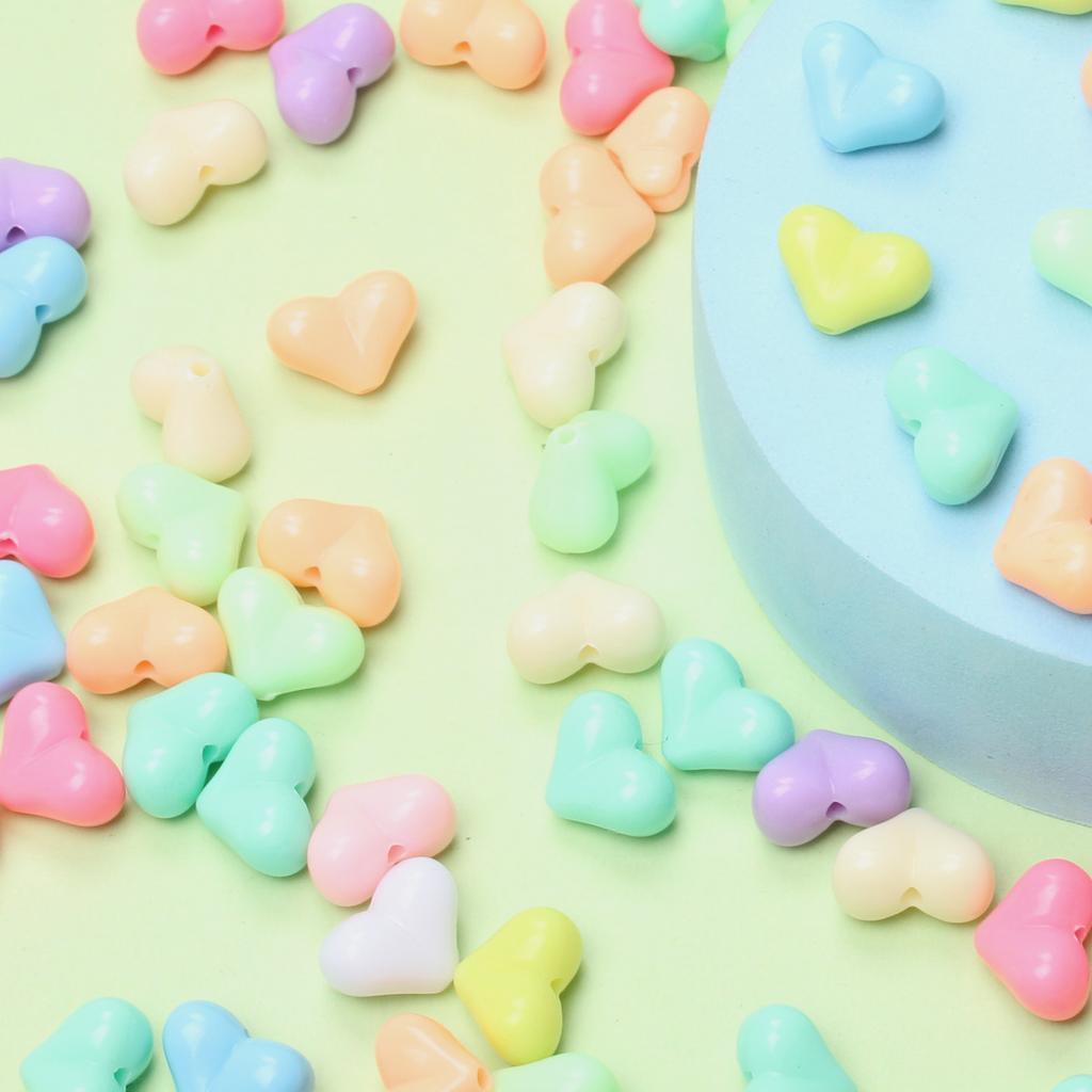 Macaron Color Jewelry Accessories Medium Heart Beads Necklace Making DIY Fashion Fart Peach 20pcs Creamy Bracelet