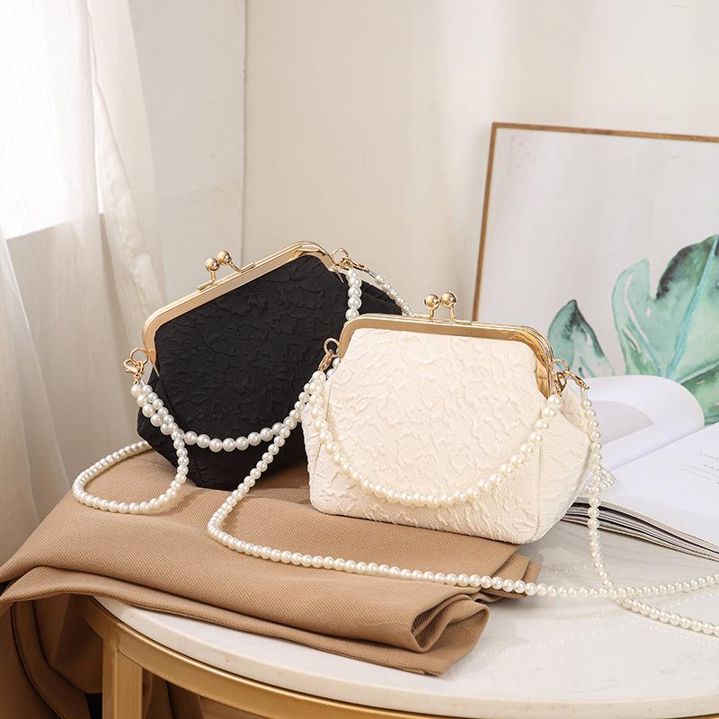 Damen Plissee Muschel Tasche Damen Tasche Umhängetasche Handy Tasche Perlen Handtasche Mini Tasche