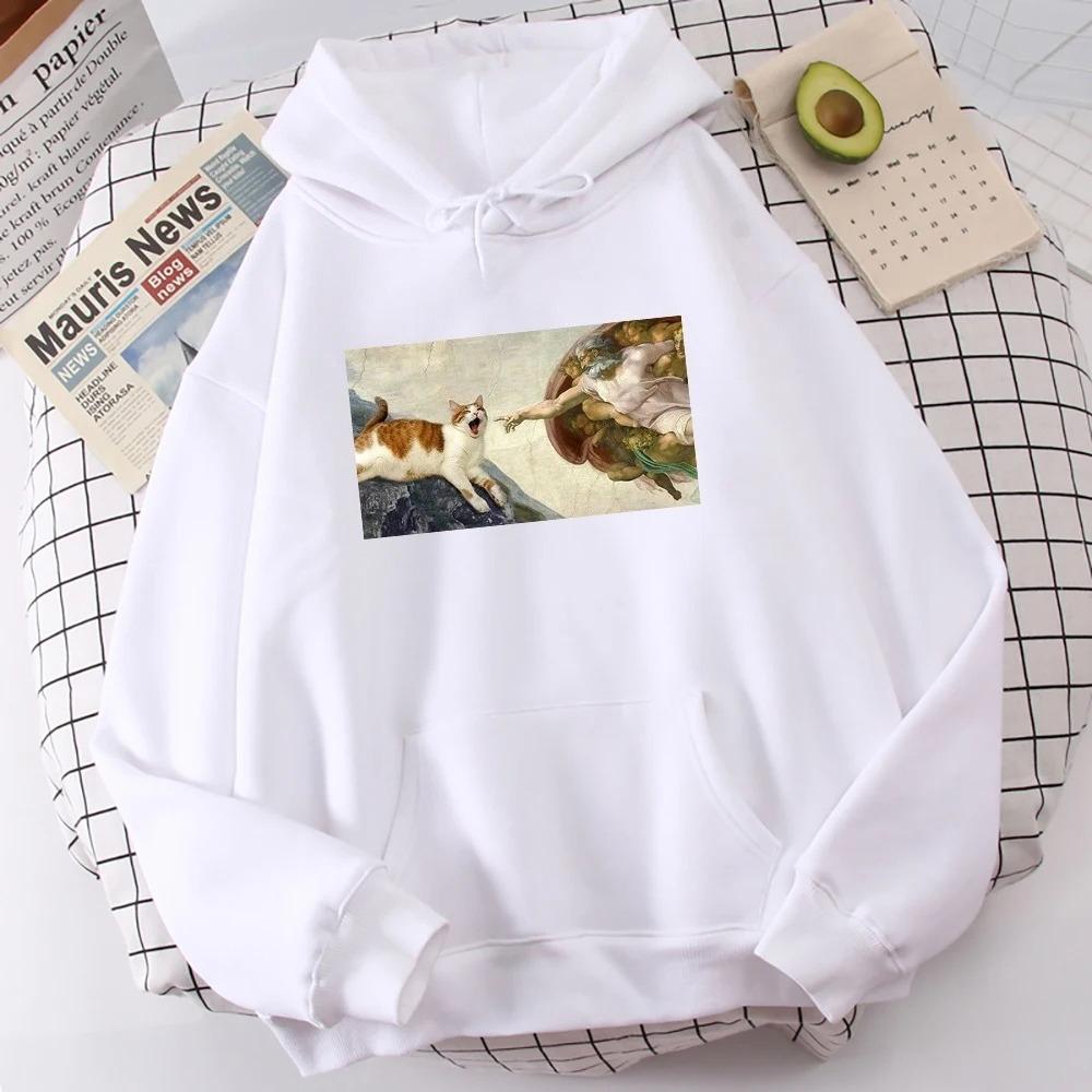 The Creation of Adam Printing 2025 Autumn and Winter Women Hoodies Fleece Casual Sweatshirt Fashion Pullover Clothing