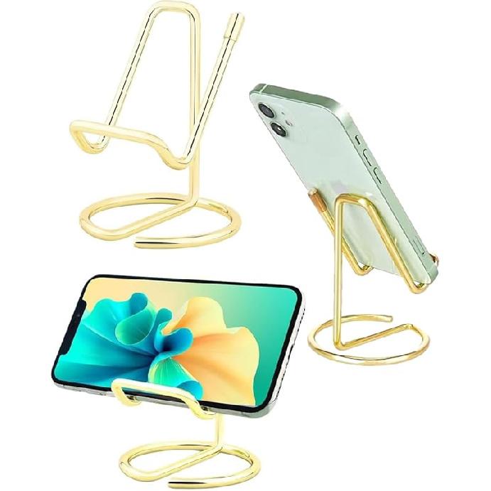 Cell Phone Stand for Desk, Metal Mobile Phone Stand Holder, Cute Rose Gold Cell Phone Display Holder Phone Dock Compatible with All Mobile Phones,