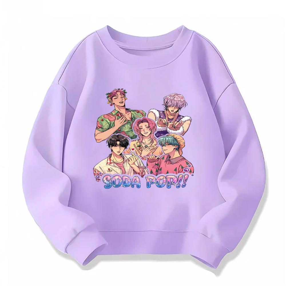 Милый рождественский детский свитшот с круглым вырезом и аниме-дизайном для праздничного сезона 100