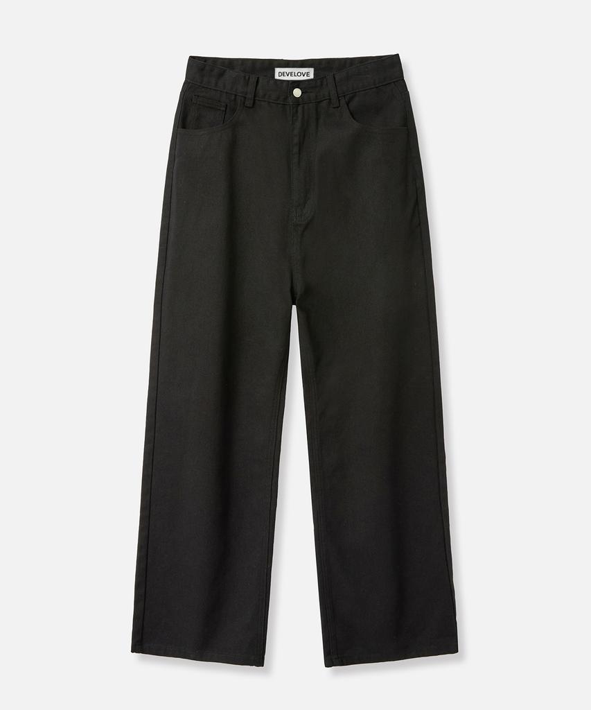 Dibellobeu Essential Mood Semi-Wide Cotton Pants_Black