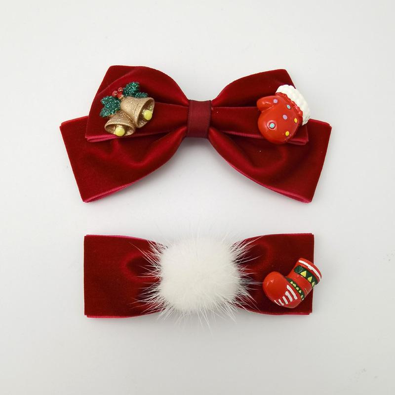 Red Velvet Christmas & New Year Hair Clip - Japanese Korean Style Hair Accessory, Ponytail Clip, Hairpin Gift for Women