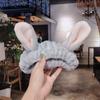 Custom Logo OMG Bowknot Wash Face Hairband Rabbit Cat Ear Cute Plush Lady Soft Women Elastic Hair Band Flannel Make up Headbands
