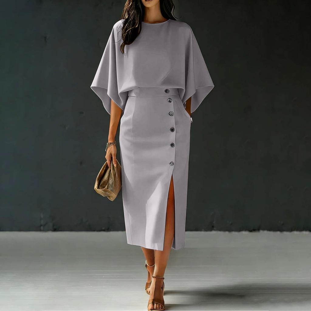 Damen Elegantes Ärmelloses Rundhals-Oberteil und High-Waist-Rock Zweiteiliges Set