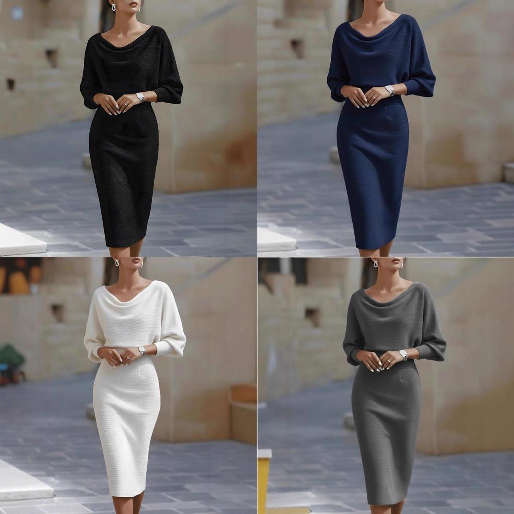 Dress 2025 Spring Knit Fabric Slim Fit Irregular Hem For Casual Wear