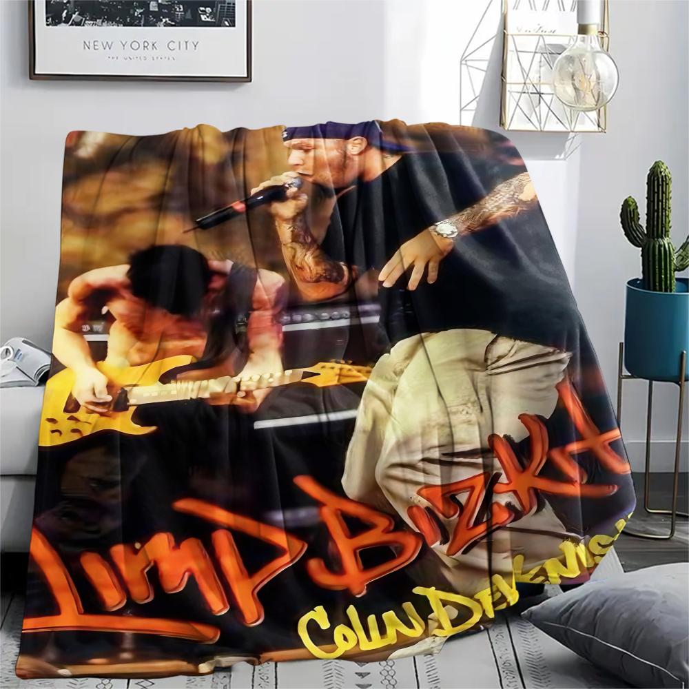 1PC Limp Bizkit Print Flannel Blanket, High Quality Comfortable for All Seasons, Home Decor, Warmth and Comfort, Perfect for Christmas Gifts