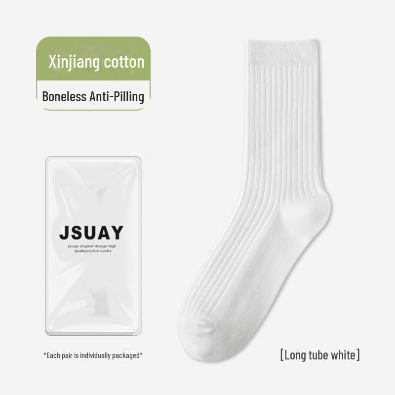 Herren Baumwoll-Mittelrohrsocken - Frühling & Sommer Schweißabsorbierend, Business Casual, Schwarz/Weiß/Grau