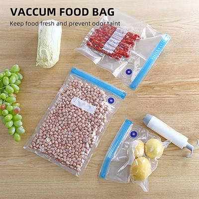 30PCS Vacuum Food Storage Bag Reusable Vacuum Sealer Bags 3 Sizes with 1 Hand Pump 4 Cooking Clips 4 Sealing Clips Bags for Vegetable Fuit M