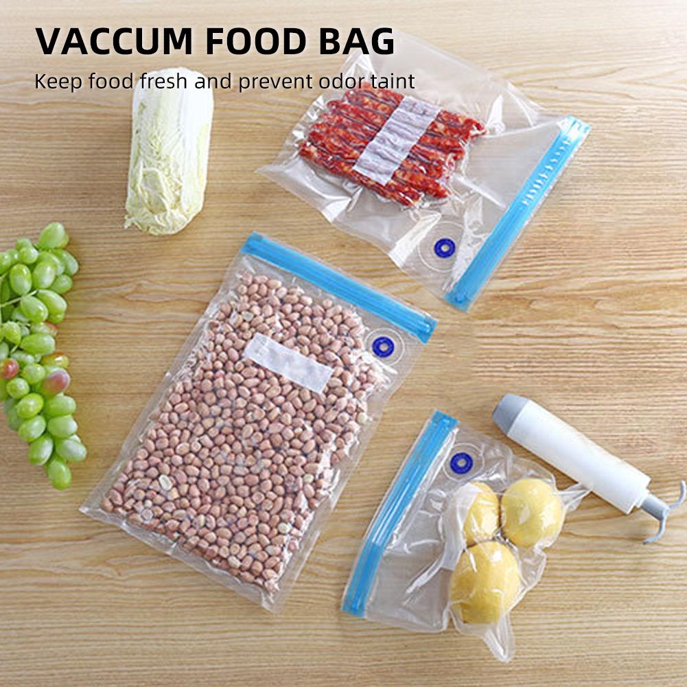 30PCS Vacuum Food Storage Bag Reusable Vacuum Sealer Bags 3 Sizes with 1 Hand Pump 4 Cooking Clips 4 Sealing Clips   Bags for Vegetable Fuit M