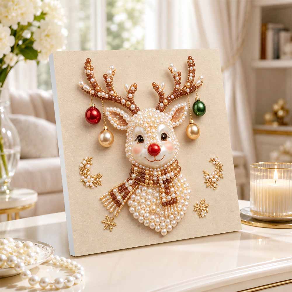 DIY Christmas pearl painting kit reindeer artwork. home wall decoration