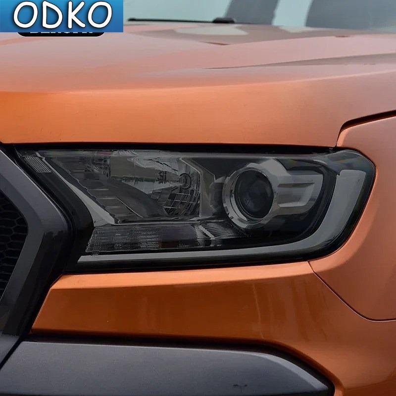 For Ford Ranger Wildtrak Raptor 2015-Present Car Headlight Tint Black Protective Film Transparent TPU Sticker Accessories 2 Pcs