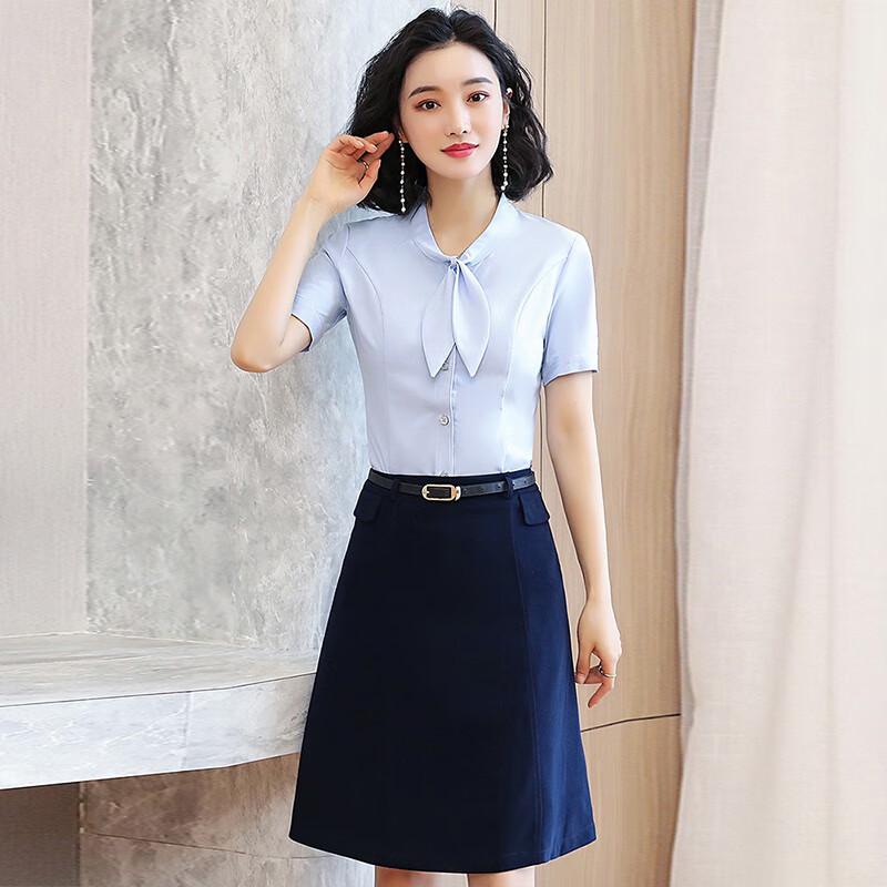 Women s Professional Rabbit Ear Design Short Sleeve Shirt L