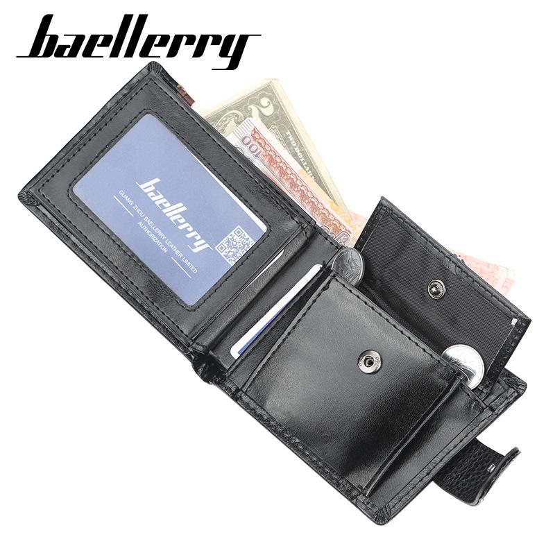 European and American Style Men's Fashion Patchwork Coin Purse Short Horizontal Wallet Casual Billfold Snap Button Notecase Pu Leather Card Holder