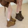 Beautiful big yellow boots two wear rad thin lace-up short boots retro locomotive boots thick-soled Martin boots women's new models no