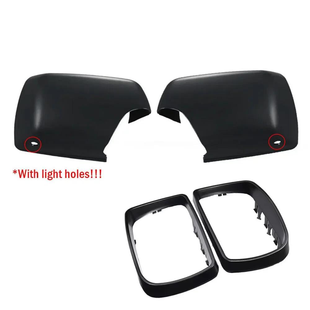 

For BMW X5 E53 1999-2006 Car Replacement Mirror Cover Cap & Rain Eyebrow Protector Cover Rainproof Frame ABS Mirror Accessories With Light Hole