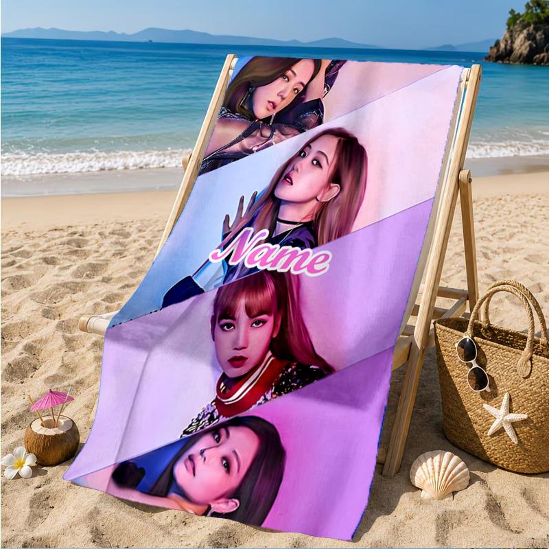 Custom Name Kpop Group Fashion Beach Towel Microfiber Beach Towel, Lightweight and Quick-Dry, for Summer Travel, Swimming Pool Gift