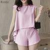 ZANZEA Women Sleeveless Vest Tops and Shorts Summer Two Piece Suit Sets
