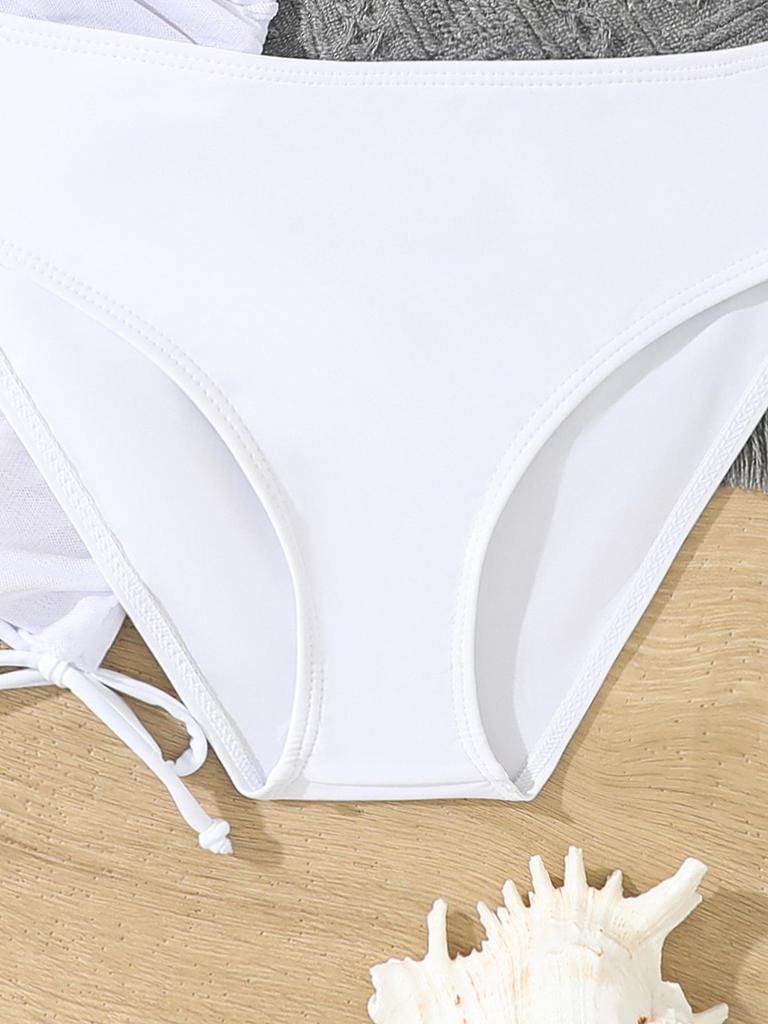 2025 Cute Girls' Three-Piece Bikini Swimsuit with Chest Pads for Middle and Older Children