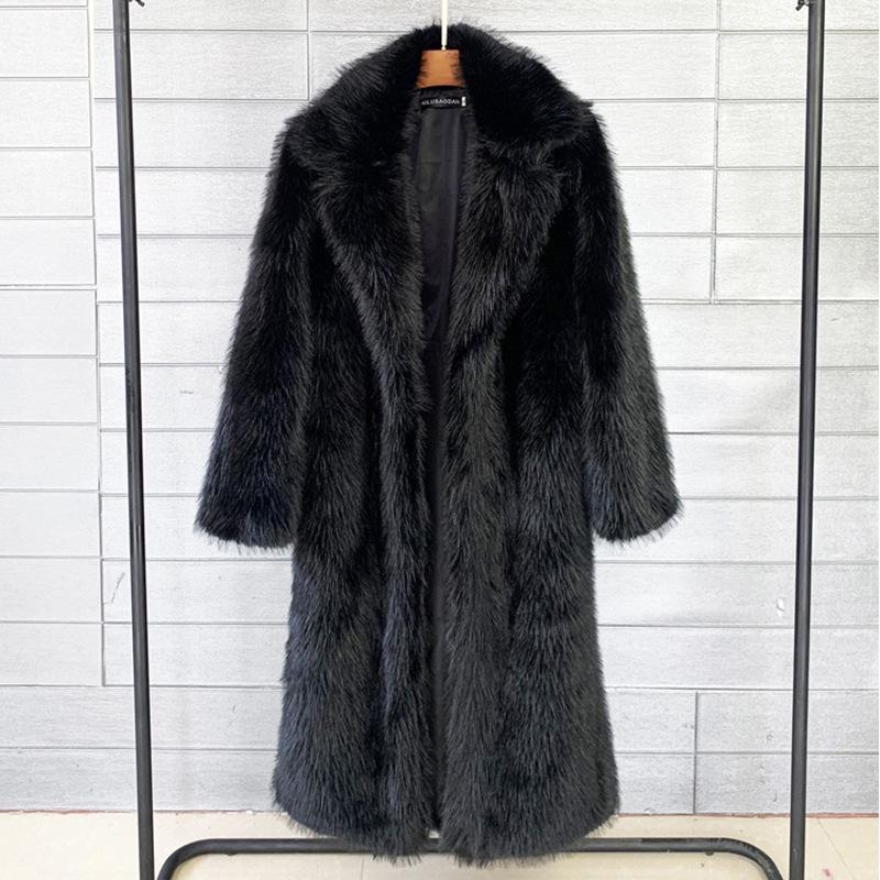 Autumn and winter thickened warm imitation fur fur coat women's fashion imitation fox fur plush coat leather trench coat