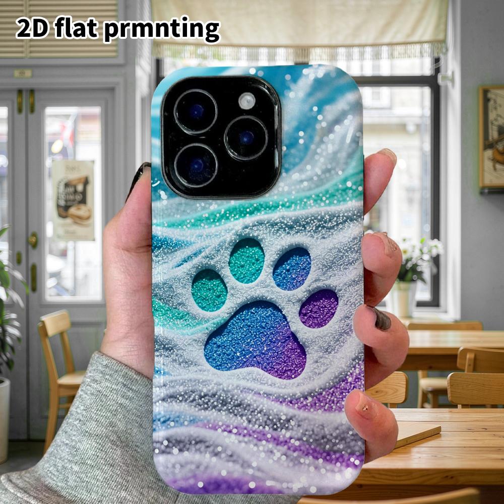 Phone Case: 2D Flat Design Suitable for iPhone 18, 17, 16, 15, 14, 13 Pro Film Protective Case, Couple Style, Cat Paw Print, Christmas and Halloween G