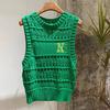 Nordic Autumn Logo Knit Sleeveless Striped Sweater Vest