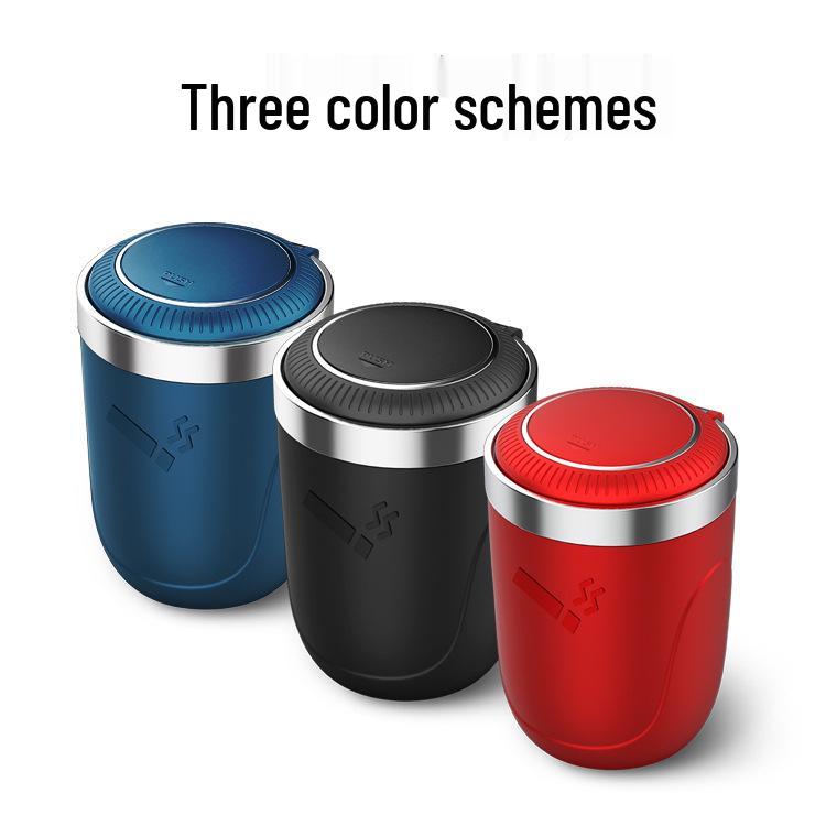 Car Ashtray with Metal Liner, One-Button Open, Soft Light, Ideal for Car Use