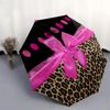 1pc Leopard Print Ribbon Gift Wrap Umbrella with Plastic Handle,Compact & Stylish,Cartoon Pattern,Outdoor UmbrellaPT358