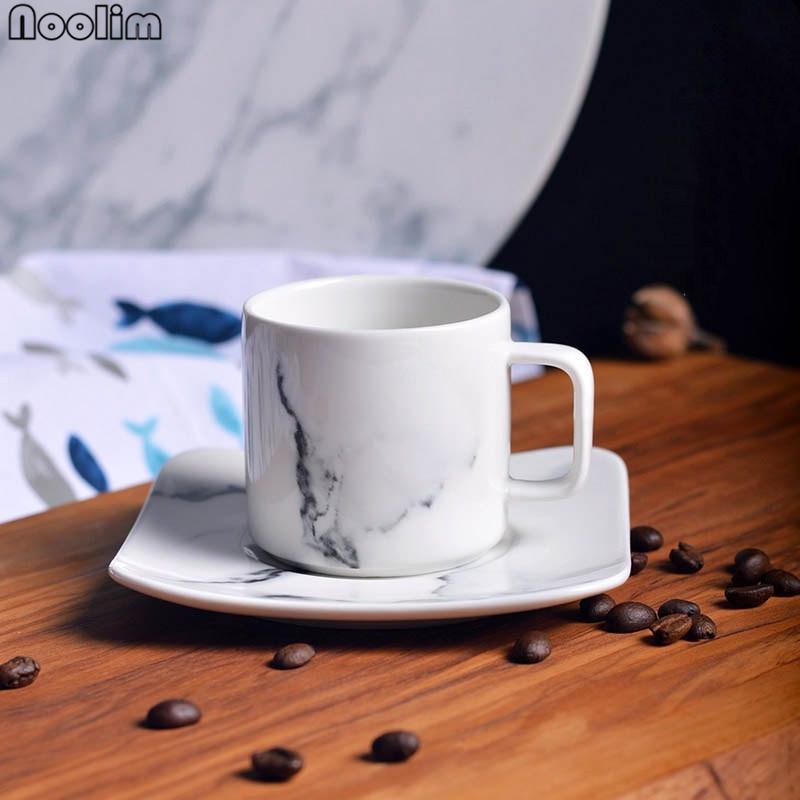 

1 набор 120 мл/280 мл Минималистичная мраморная фарфоровая чашка для кофе и чая с блюдцем – Элегантная керамическая посуда для напитков 120ML
