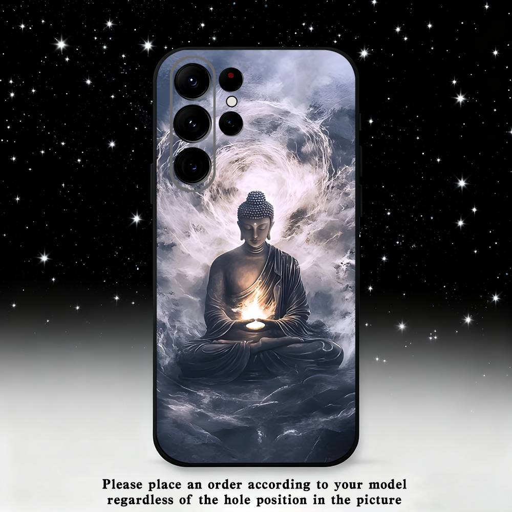 Buddha Art Pattern Phone Case For Samsung S25,S24 Ultra,S20,S30 plus,S22 plus,S23,S30 Ultra 5G Silicone Black Shell