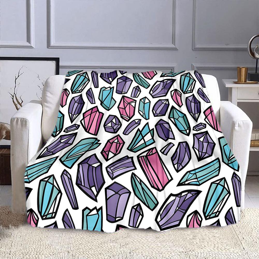 Colorful Geometric Crystal Pattern Patterned flannel blanket perfect for the bedroom living room, sofa, or a little nap