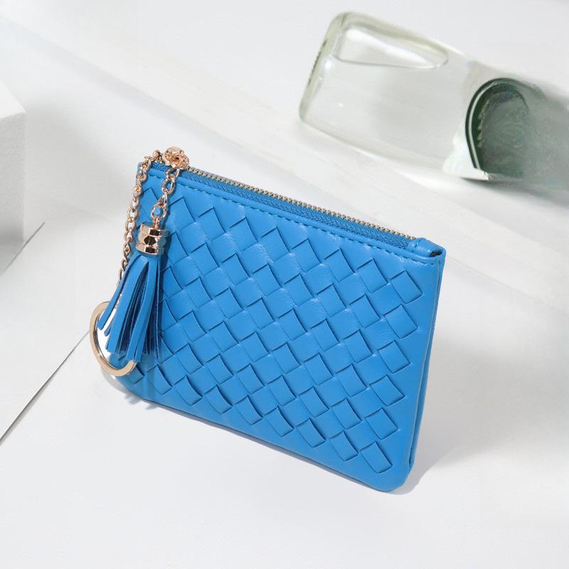 Fashionable Macaron Woven Storage Small Bag, Keychain, Tassel, ID Card Case, Multi-functional and Practical Coin Purse