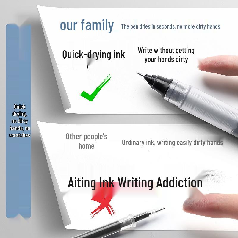 MG2001 Quick-Dry Black Rollerball Pen for Students, Large Capacity, Water-Based, Ideal for Exams