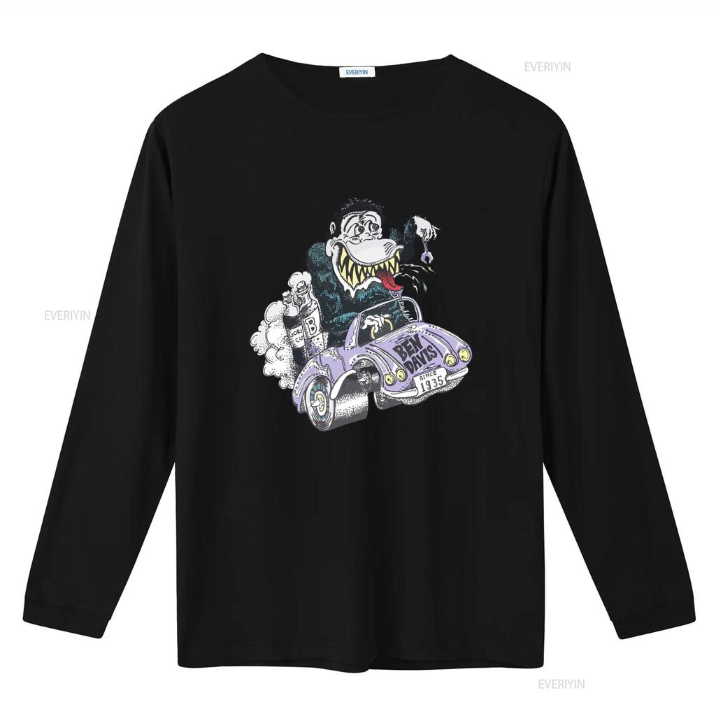 Ben Davis T shirt Mens Classic Car Gorilla Print Cotton White Small vintage Washed Stretched Comfortable Casual
