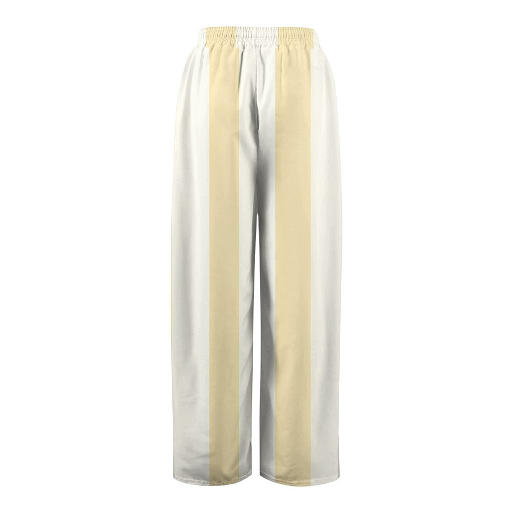 Damen Bedruckte Weitbeinige Hosen mit Taschen Hohe Taille Kordelzug Lockere Freizeit-Hosen