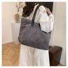 Korean Style Large Capacity Corduroy Tote - Autumn/Winter Fashion Commuter Shoulder Bag