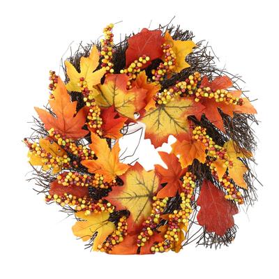 Maple Leaf Wreath Door Hanging Thanksgiving Wreath Halloween Vine Ornament