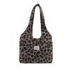 Fashion and lazy winter new leopard print plush bucket bag design personalized shoulder underarm women's bag