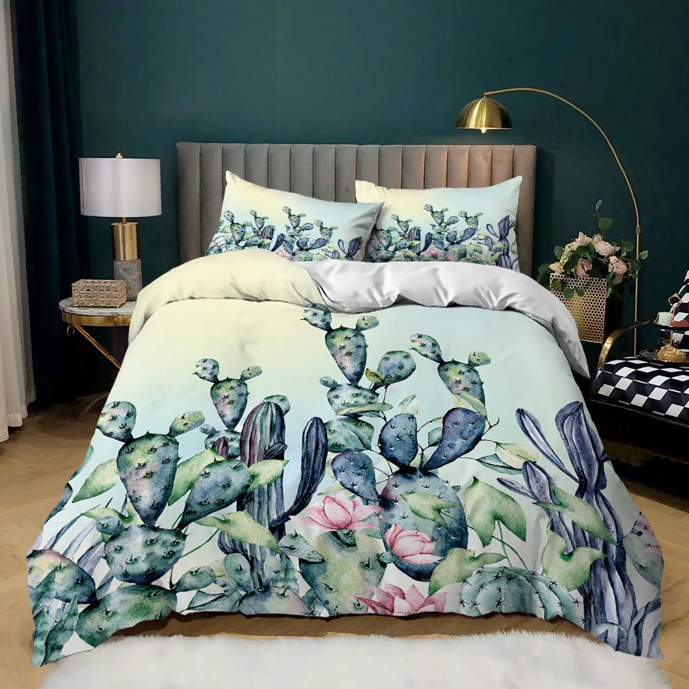 Pastoral Three-Piece Plant Printing Four-Season Kit Quilt Cover