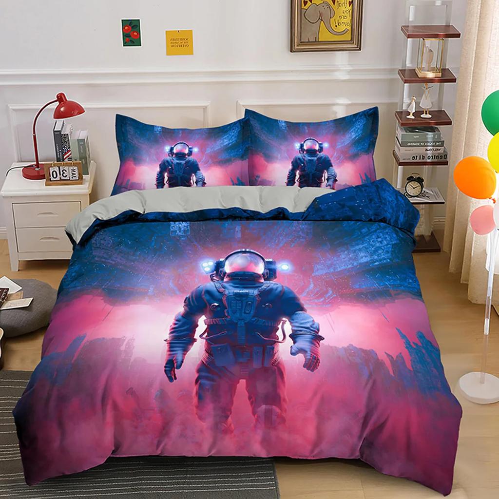 Astronaut Soft Duvet Cover Glowing Jelyfish for Children Kids Tens Young Boys Girl Rom Decoration Galaxy Space Planet Universe Sea Creatures King