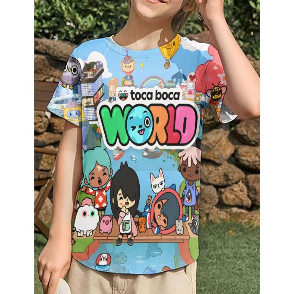 Cartoon Print Toca Life World T-Shirt Casual Game Kids High Quality T Shirts Fashion Childrens Clothing 3D Cartoon Print Tees Boys girls clothes Tops