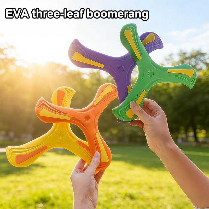 Brinquedo de Disco Voador Esportivo ao Ar Livre Boomerang Luminoso de Eva Dardo de Retorno Spinner Cruzado de Três Folhas Jogo Interativo