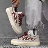 Board shoes trendy summer new lightweight height increase burgundy sports and leisure canvas German training shoes