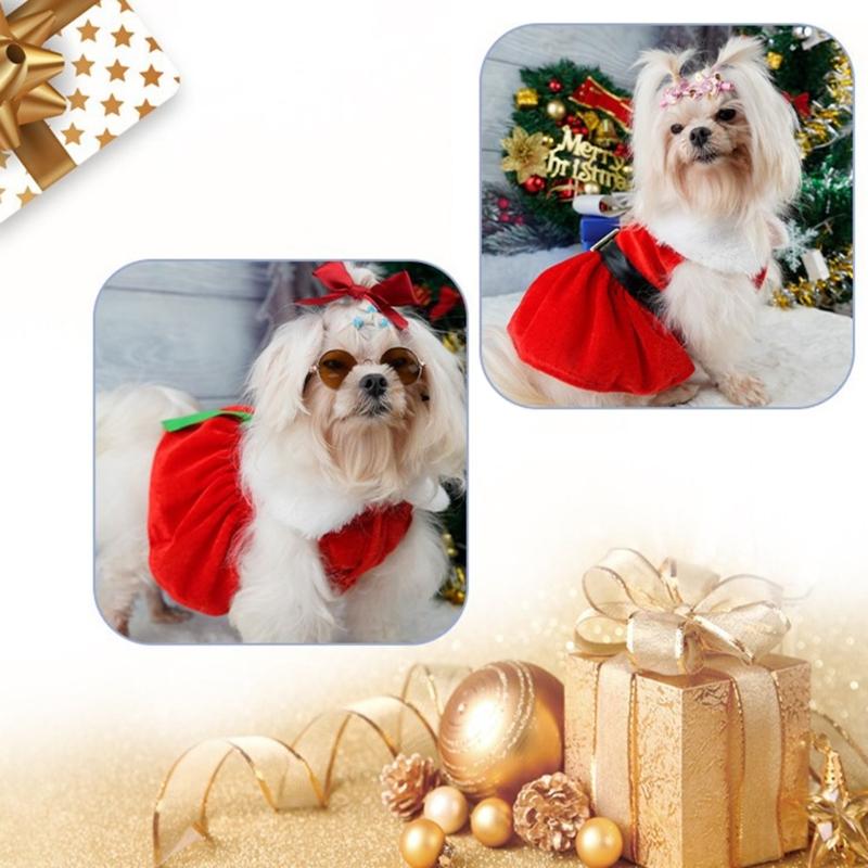 Fashion Dog Clothes Red Dresses Winter Clothes Cute Cats Christmas Photo Props