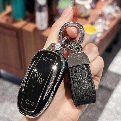 Key Fob Cover with Keyring Car Keychain for Tesla Model S Model 3 Model Y Model X Remote Smart Key Protector