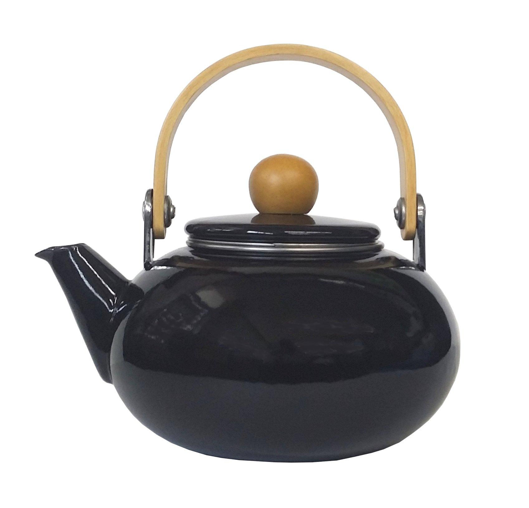 

Maekawa Metal Miyabi Enamel Teapot, 1L, Black, MA11039