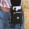 Men's Genuine Leather Fanny Pack: Mad Horse Waist Bag, Belt Loop Phone Holder for Outdoor Sports.