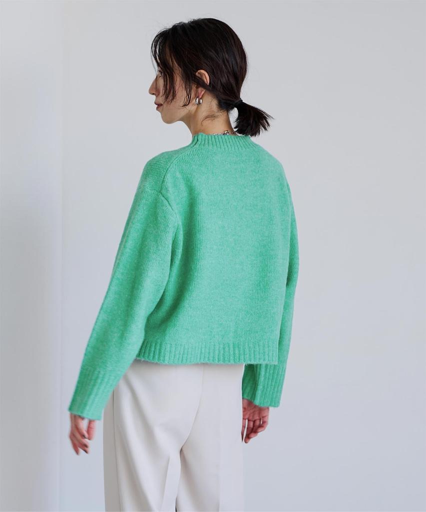 Yours BEXU1673 Cropped Crew Neck Oversized Size Green Women's Knit, M,