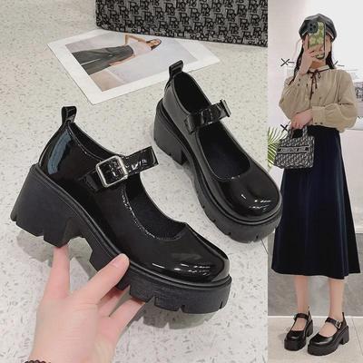 2024 Spring/Summer Retro British Mary Jane Women's Thick-Soled Leather Shoes